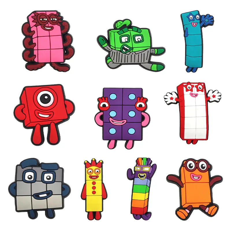 Cartoon Number Pattern Croc Shoe Charms for Kids Boys Girls Women Men PVC Wristband Sandals Clog Accessories Party Favor with Dragon and Character Designs Footwear