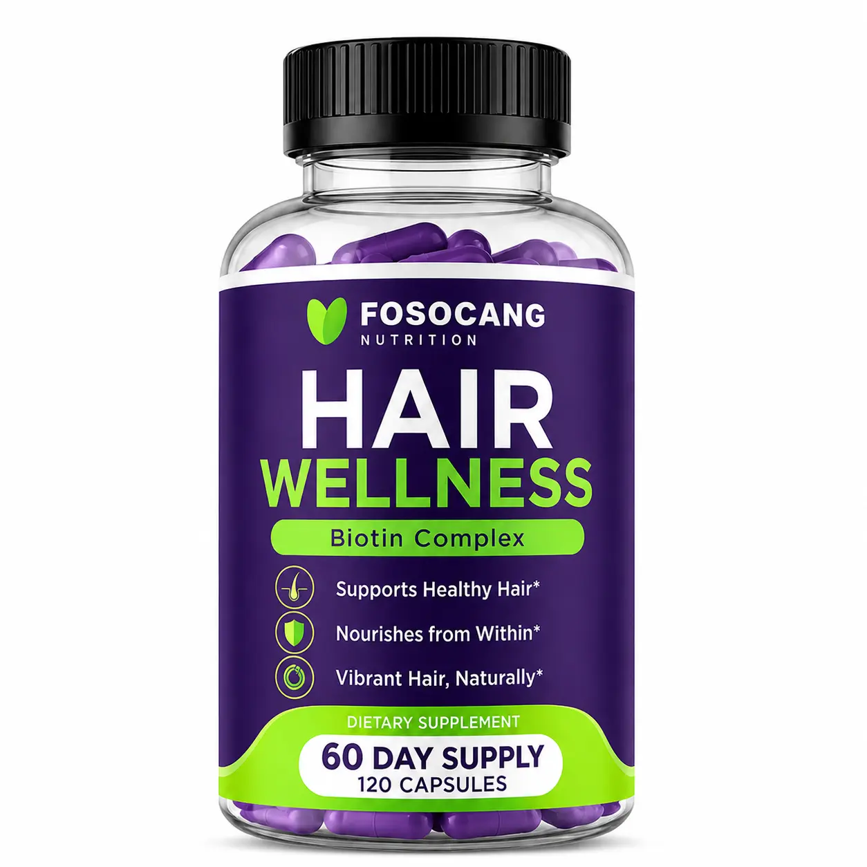FOSOCANG 24-in-1 Advanced Hair Growth Vitamins | Biotin 10,000mcg, Collagen, Saw Palmetto | Naturally Regrow Stronger & Healthier Hair, Skin and Nails | Stops Hair Loss | 60 Day Supply