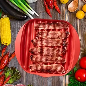 Microwave Bacon Cooker, Microwave-Safe Bacon Grill Tray, Multi-Functional Plastic Rack, Even Heating, Easy Clean, Durable Kitchen Accessory
