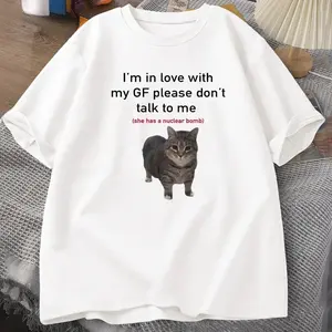 I'm in Love with My GF Funny Cat T-shirts Boyfriends O-Neck Tee WOMEN Short Sleeve T-shirt Women Tees