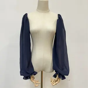 Dark Blue Chiffon Sleeves, Detachable Sleeves, Custom Color Sleeves, Dress Accessories, Bridal Separates Blouse Shirts