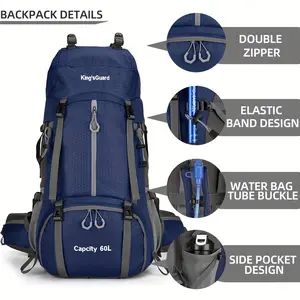 60L Waterproof Light Walking Backpack Belt Rain Cover and Shoe Compartment Outdoor Sports Trip Backpack