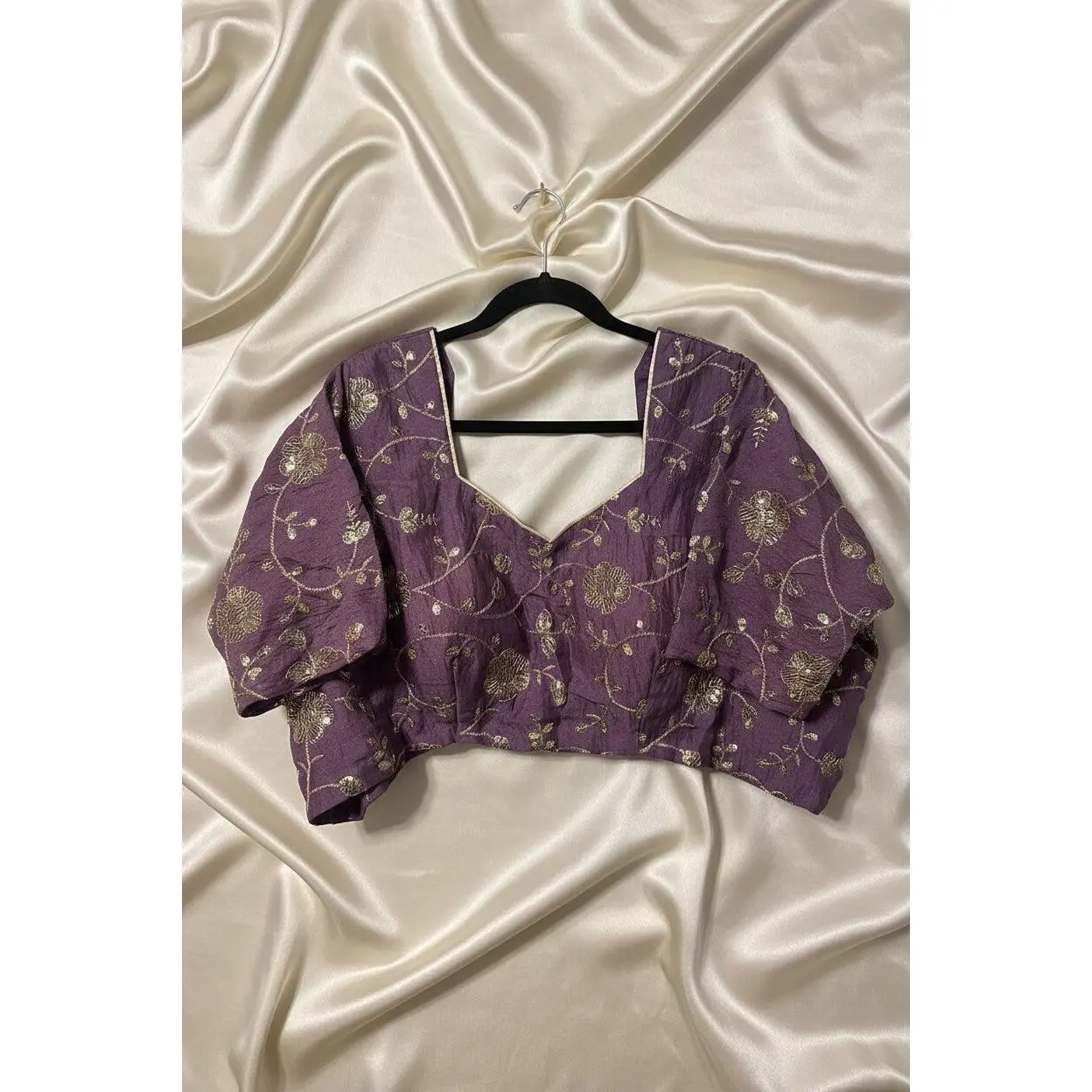 Plus Size Party Wear Blouse - Purple (Mix Crepe) | Size 54