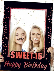 Rose Gold 16th Birthday Party Photo Booth Props 16th Birthday Photo Frame Birthday Photo Frame Diy Decor Cardboard