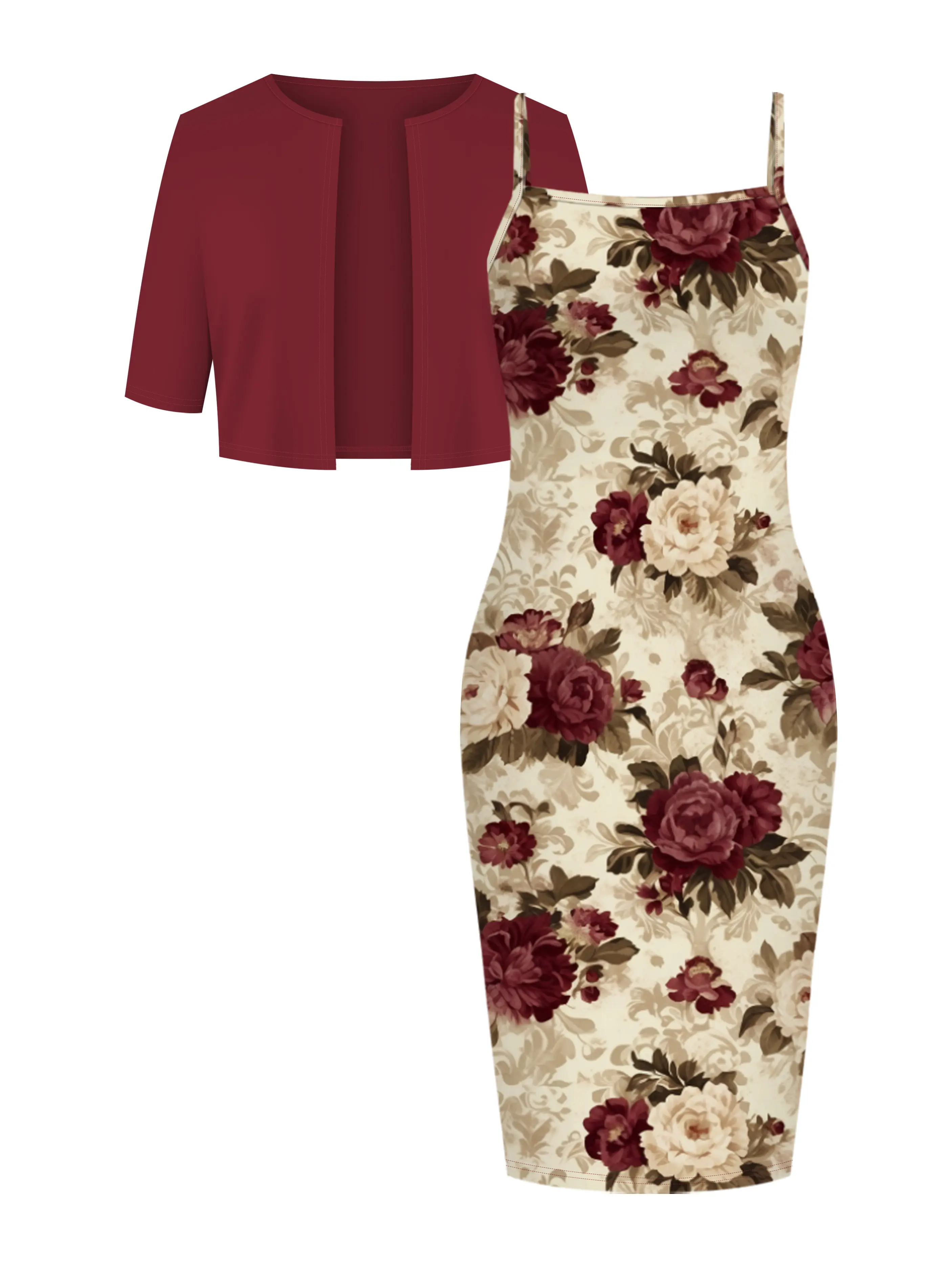 Women's Elegant Set Solid Color Cardigan Short Sleeve Jacket & Floral Print Suspender Dress Two-Piece Set for Garden Parties Summer Casual Chic Crewneck - TikTok Shop Women's Elegant Set Solid Color Cardigan Short Sleeve Jacket & Floral Print Suspender Dress Two-Piece Set for Garden Parties Summer Casual Chic Crewneck - TikTok Shop