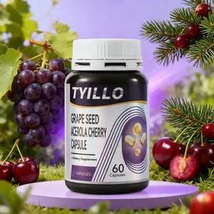 Tyillo Grape Seed Acerola Cherry Capsules 60 Count - Antioxidant, Immune Support, Anti-Fatigue, Body Detoxification, Natural Ingredients, Vitamin C & E for Adults
