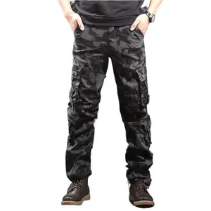 Men's Mid-Rise Cotton Camouflage Trousers - Casual, Loose, Multi-Flap Pockets, Zipper Closure, Mixed Colors, for Sports & Outdoor Activities