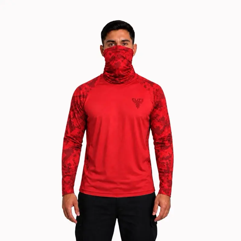 UNISEX LONG SLEEVE DRY FIT WITH MASK INCLUDED - RED