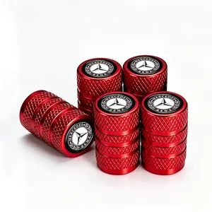 5-Pack Red Black High-End Airtight Finish Tire Valve Stem Caps, TPMS Safe Wear Dust Corrosion Proof, Luxury Wheel Accessories for Mercedes-Benz C E S Class GLC GLE GLS CLA Sedan SUV