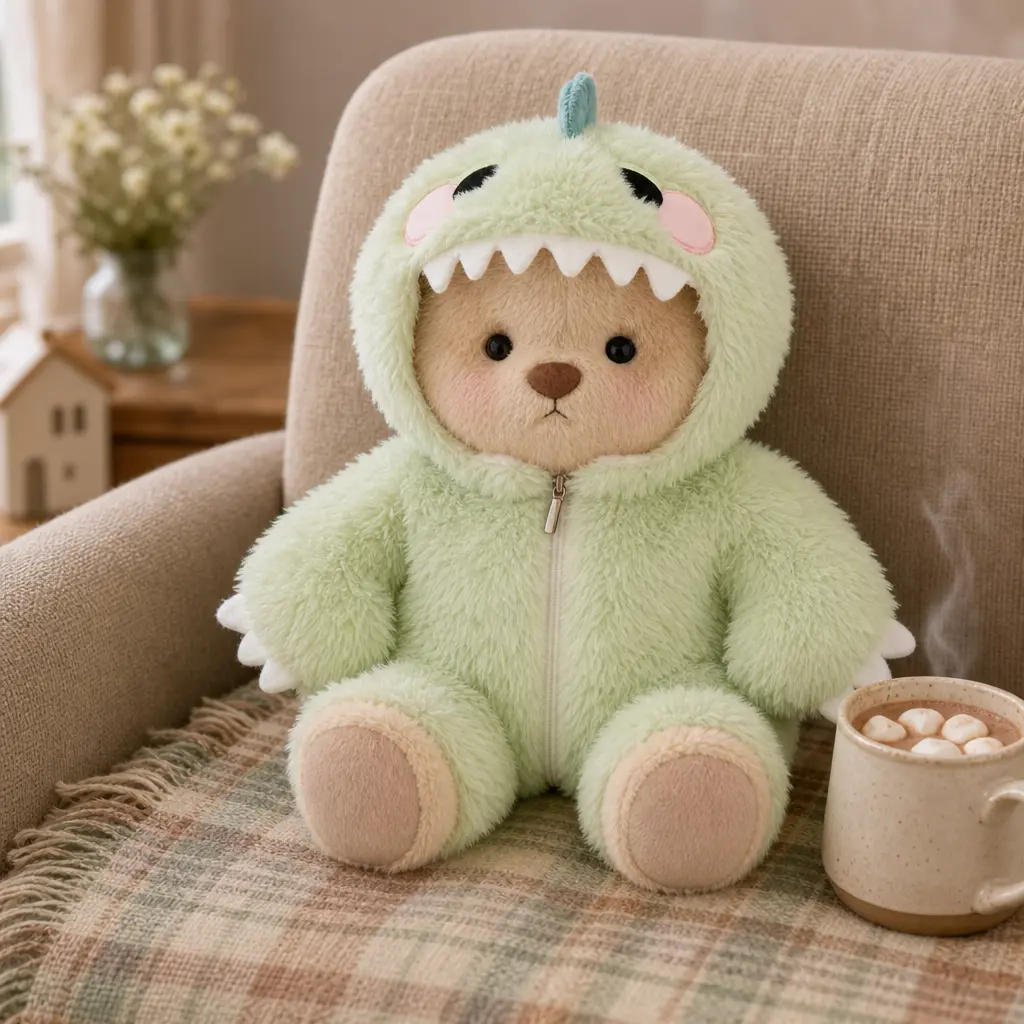 Getahug 12-inch Teddy Bear Plush Toy | Perfect as a gift for girls or girlfriends, full of summer vibes, comes with interchangeable outfits: plush hat, blue shark, pink dinosaur, plush elephant.Build-A-Bear,Back-to-school companion items