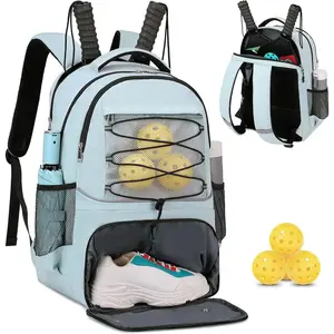Pickleball Bag Backpack for Women Men Teens, Tennis Backpack Tennis Bag with Shoe Compartment, Multifunctional Sports Padel Racket Bag Badminton Backpack Fits 4 Rackets with Fence Hook