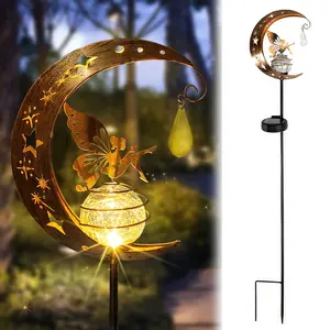 Moon Fairy Angel Solar Lamp Post - Outdoor Solar Garden Lawn Light, Landscape Light, Light Sensor Control, No Remote Control, Suitable for Outdoor Garden, Patio, Party, Halloween, Christmas Decoration and Gift Giving