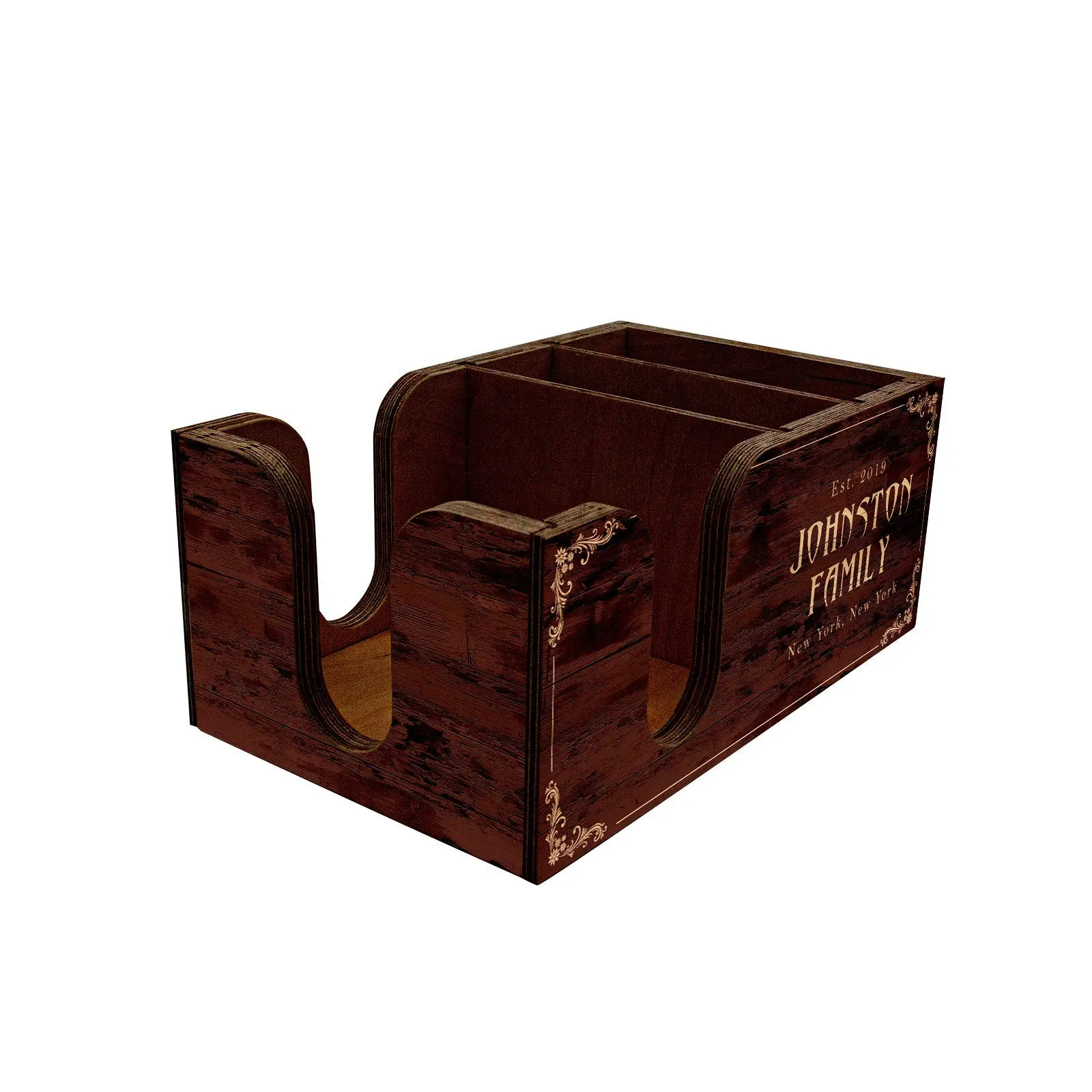 Handmade Rustic Rectangle Wooden Napkin Holder - 9" Length, 6.5" Depth, 4.5" Height Customizable Bar Setting Caddy, Home Organizer, Speakeasy Storage, Ideal Gift Idea