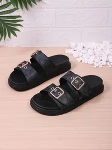 Women's Thick Sole Printed Sandals, Dual Buckle Design, Casual Comfort Shoes, Durable and Stylish, Perfect for Daily Wear