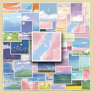 Landscape Oil Painting Pattern Sticker, 50pcs/set DIY Decorative Stickers, Scrapbooking & Stamping Supplies for Journal Making