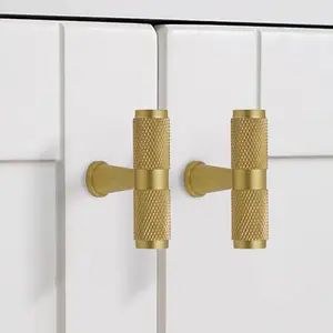 Selene Knurled Solid Brass Cabinet T Knob