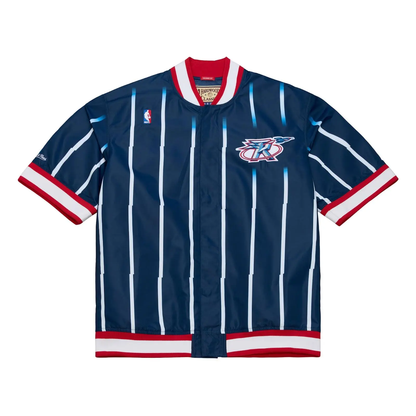 Houston Rockets 1995-96 Navy Authentic Full-Snap Warm-Up Shirt NBA Throwback Outerwear Vintage Fan Gear Mitchell & Ness