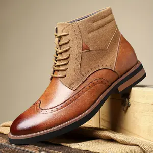 [Autumn Winter Men's Boots] Autumn and winter men's British casual short boots, retro Chelsea men's boots Walking Shoes Boy
