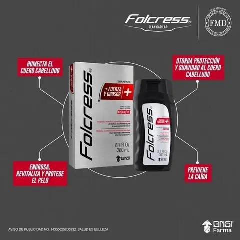 Folcress Shampoo + Strength and Thickness 250ml Haircare Repair Damaged Hair Conditioner Gentle for Thinning Hair