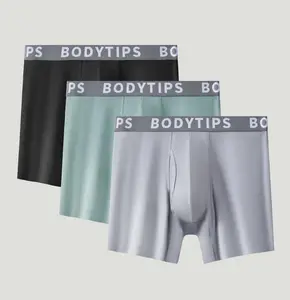 BodyTips 3 Pack Soft Support Bamboo Fiber Boxer Briefs Flat Cut Design Skin Friendly Thickened Crotch Seamless Fit Underwear Smooth Boxer Panties Popular Underwear Versatile Briefs For Daily Wear Lounge Casual Outfit Workout Training Active Use All Day