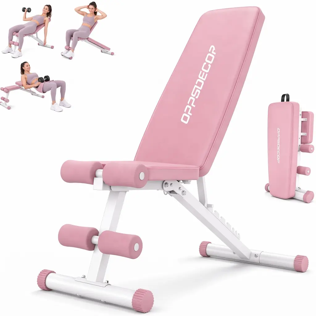 OPPSDECOR ASTM-Certified 660LBS Fast Foldable Workout Bench for Home Gym,8 Positions Adjustable Weight Bench Foldable Workout Bench Olympic Weight Bench for Home Gym,sohochic