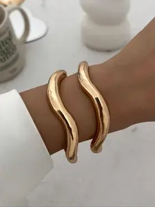 Elegant & Silver Color Bracelets Set, Stylish Open Bangles for Women, Perfect for Daily Wear, Parties, Gifts, Trendy Bangles, Trendy Stack Bangle, Elegant Minimalist Bangle