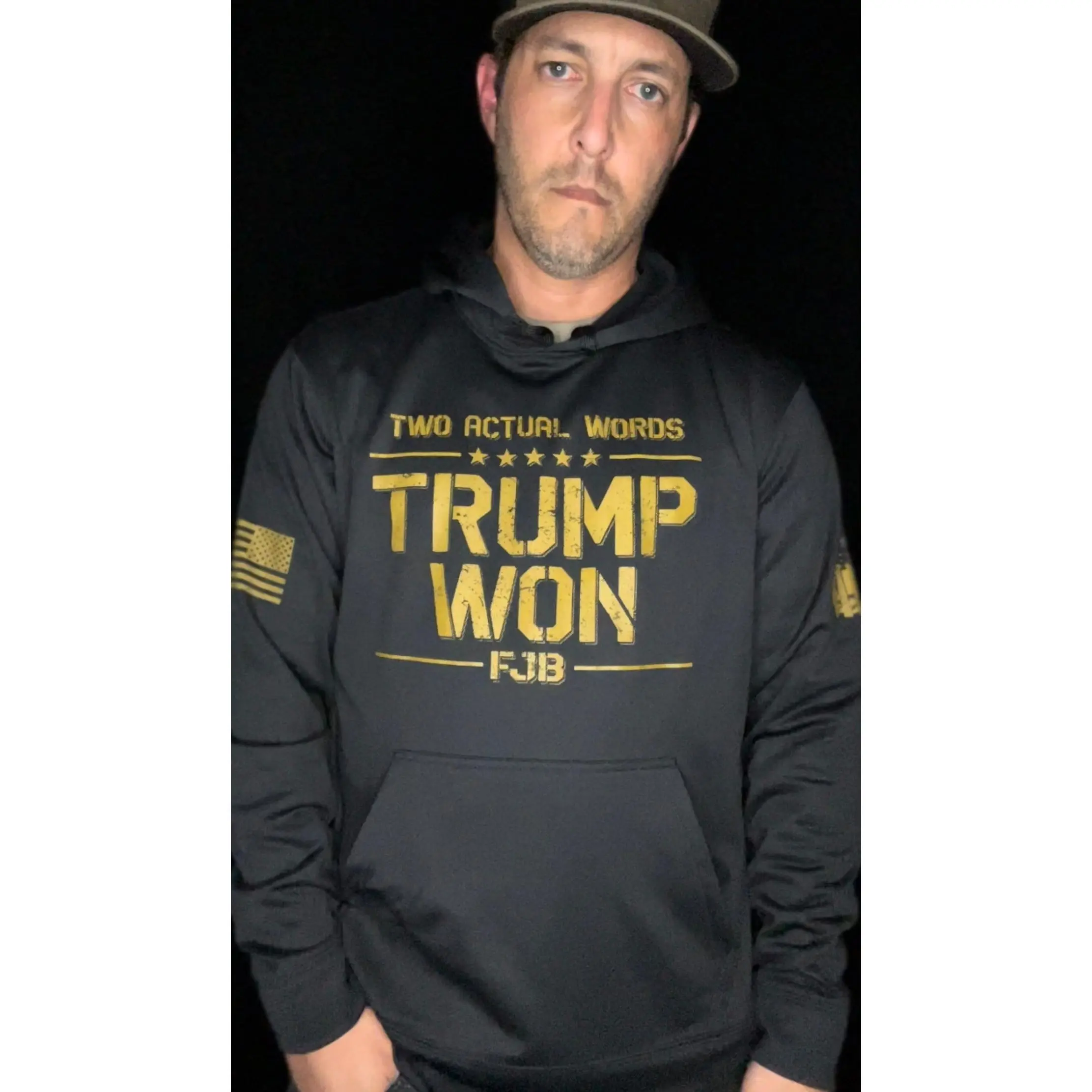 TWO ACTUAL WORDS "TRUMP WON" HOODIE
