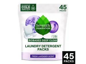 Seventh Generation 62692700 Natural Laundry Detergent Packs - Powder -Lavender Scent - 45 Packets/Pack - 8/Carton