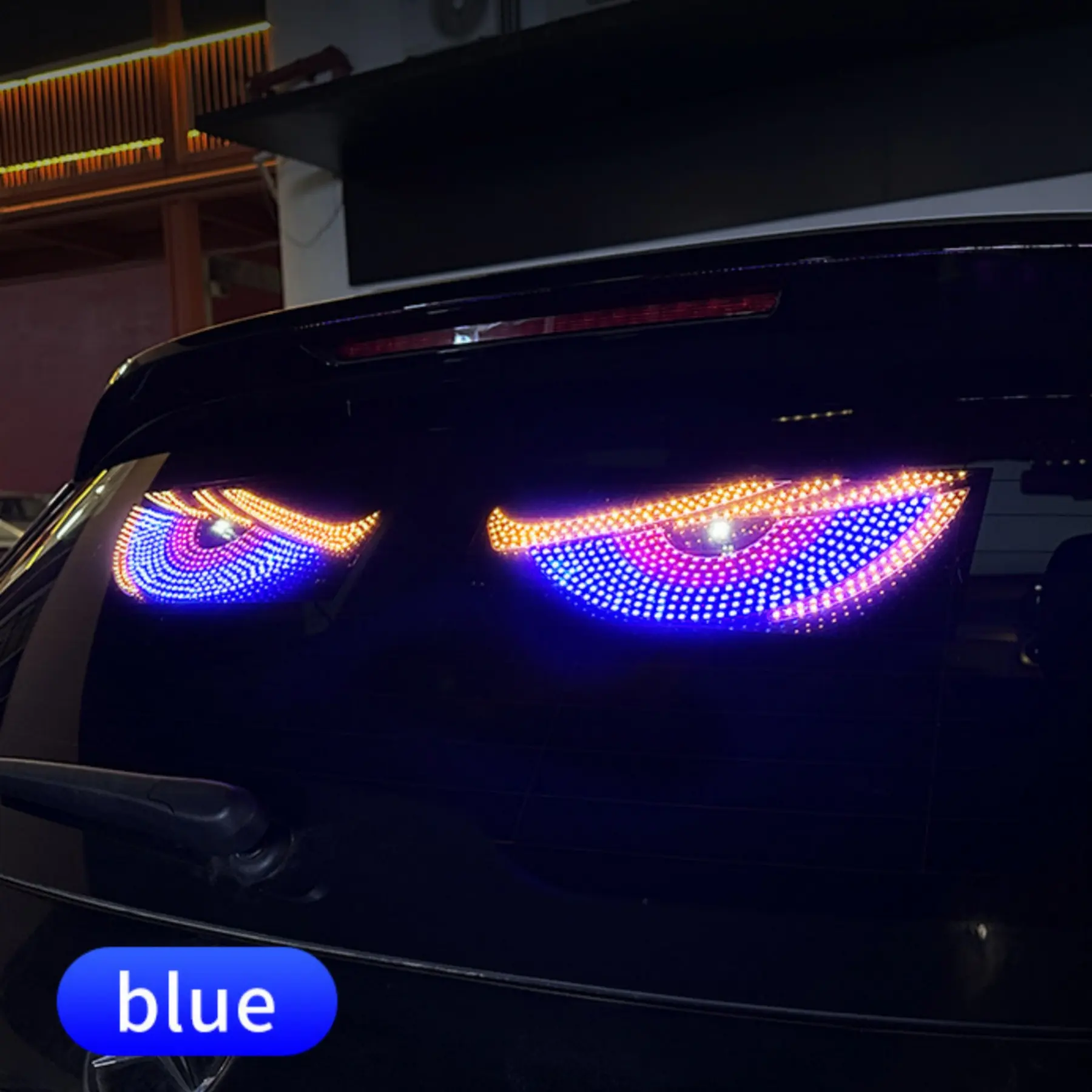 Car Devil Eye Vibrant LED Display Sticker, Dynamic Car Decoration for Trucks & Cars, Universal Fit Rear Window Light Decorative Accessory, Car Window Decal, Automotive Decals
