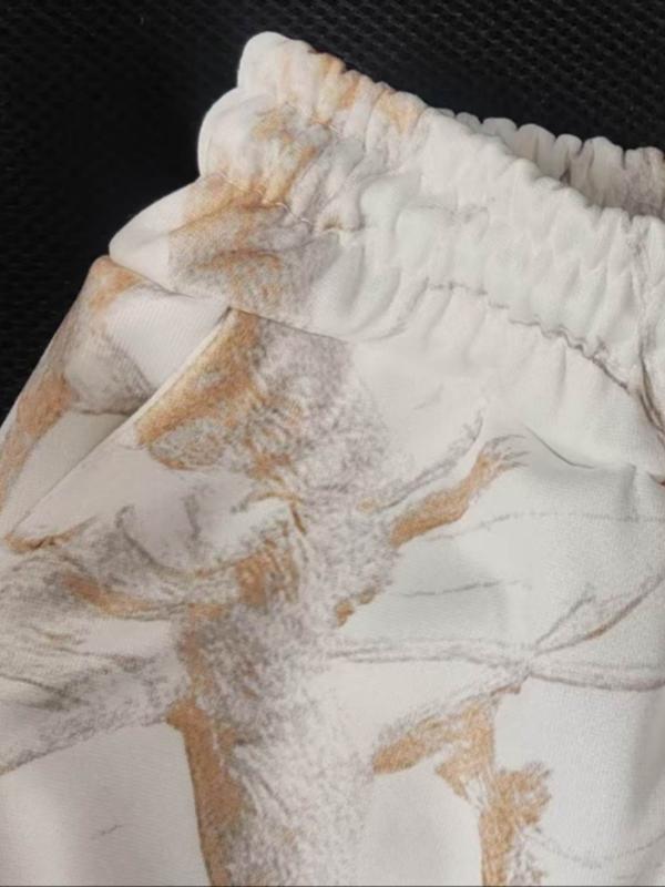 Men's & Women's Camo Leopard Print Fleece Sweatpants, Loose-Fit Casual Pants, Fall Winter Thick Knit Joggers, Baggy Jogging Pants, Elastic Waist