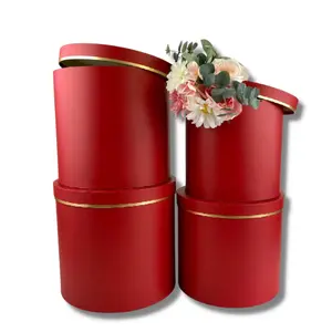 XXL Size Boxes - Set of 4, Red with Golden Rim | W9321R