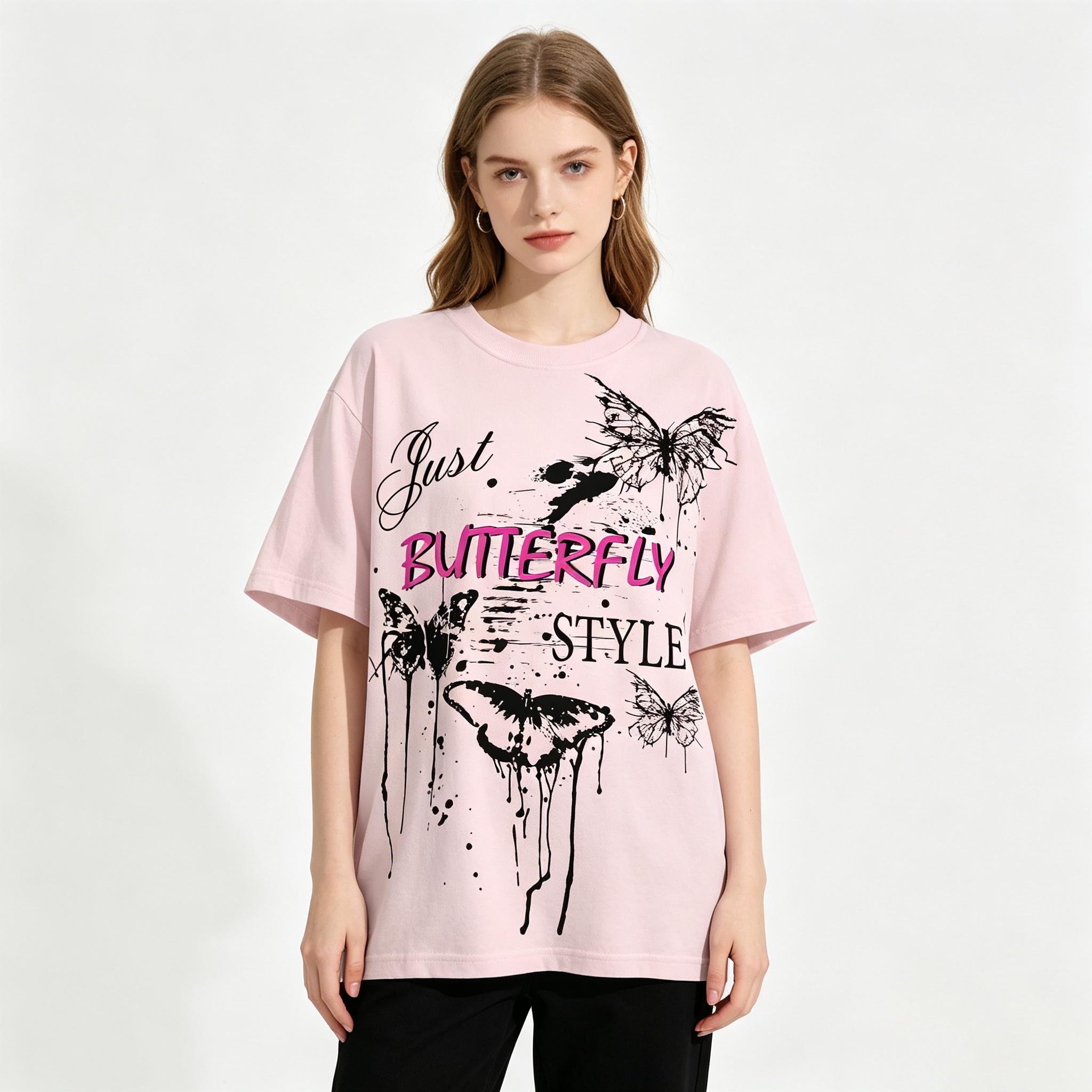 2026 NEW Butterfly Cotton Graphic Tee 100% Cotton Oversized Short Sleeve T Shirt for Men Women Nature Insect Print Casual Summer Top Soft Breathable Streetwear Everyday Essentials Gift for Butterfly Lovers Vacation Outfit