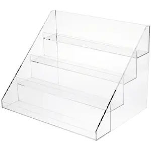 Plymor Clear Acrylic Flanged Display Stairs, 13" H x 18" W x 13" D