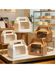 20/15/10/5/1pcs Portable Towel Swiss Roll Packaging Boxes, PVC Clear View White Paperboard Boxes for Baked Bread, Dessert & Food Packaging.needoh.paper plates