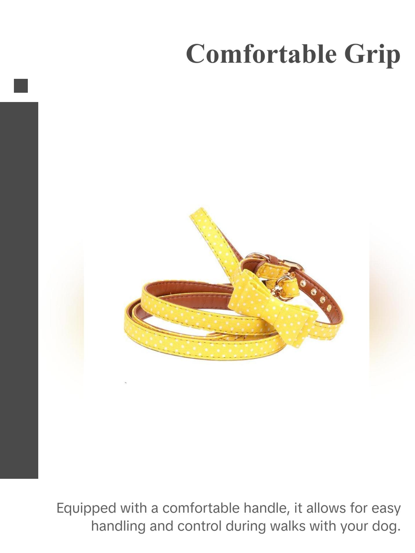 Polka Dot Collar Bandana Soft Leather Dog Leash