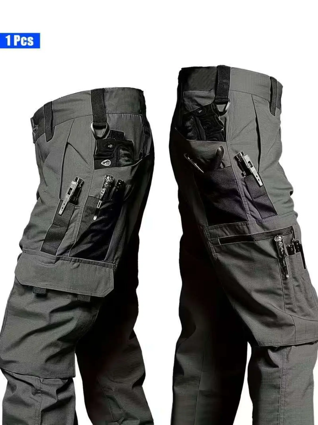 Men's Spring & Fall Tactical Cargo Work Pants, Durable Plain Fabric, Multiple Pockets, Ideal for Outdoor Activities, Hiking, and Travel, Cargo Trouser