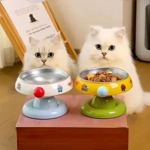 2-Pack Pet High-Booth Bowls, Stainless Steel Cat Bowl Dog Bowl Food Bowl, Cervical Protection Anti-Tip Water Bowl, Pet Supplies