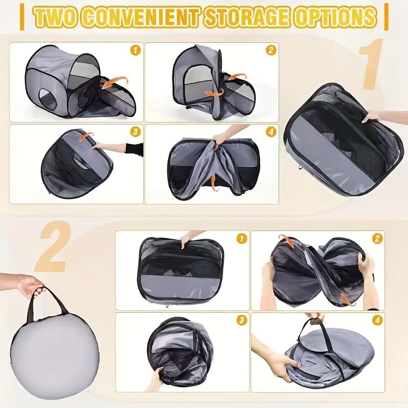 3-in-1 Cat Playpen - 360-Degree Tunnel Access, Soft Breathable Mesh, 1-Second Open, No Assembly Required, Storage Bag, Durable Spacious Design, Indoor/Outdoor Pet Travel Accessory, Convenient Transport, Easy Setup, Great for Home, Camping & Travel