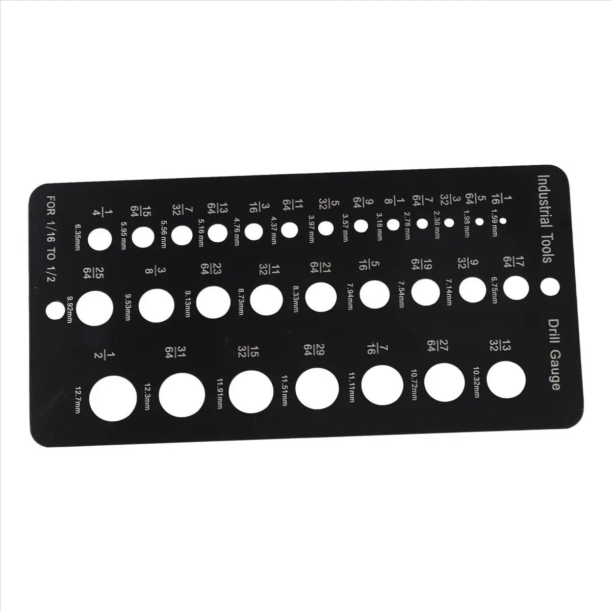 Drill Bit Gauge 1/16 Inch to 1/2 Inch, Screw Size and Thread Gauge Inches and Decimal Drill Gauge Drill Bit Size Guide