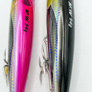 M&W Saltwater Popper Lure 3.3oz Topwater - Loud Splash for Striped Bass Tuna GT