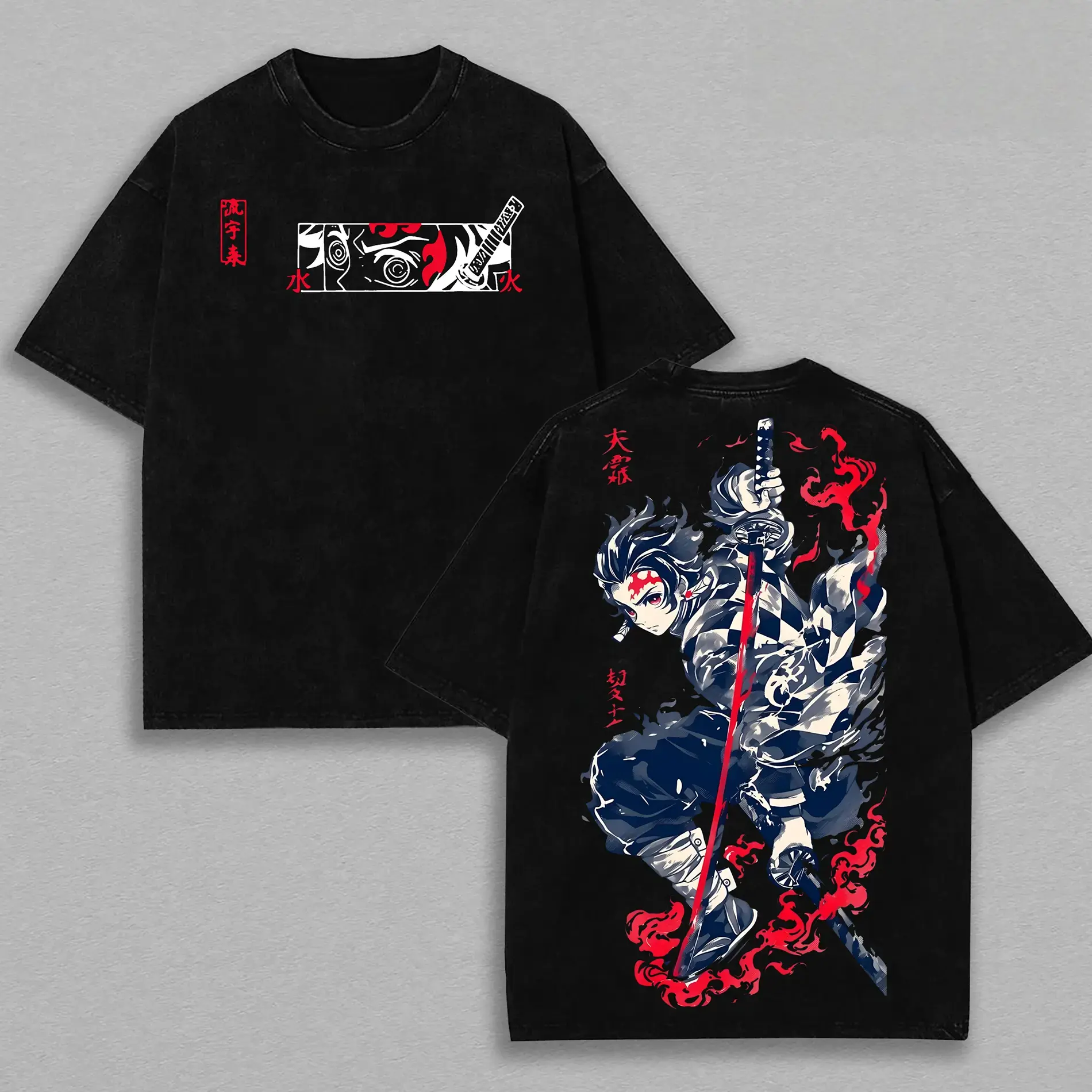 Men's Short-Sleeve T-Shirt, Demon Slayer Tanjiro Kamado Water Breathing Graphic Tee