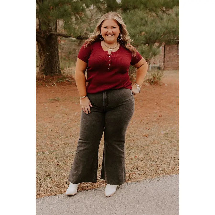 The Adriana High Waist Wide Leg Jean in Vintage Black Curves