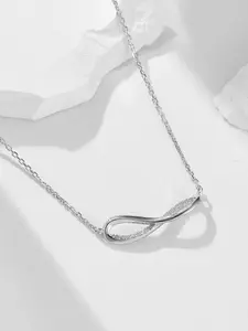 S925 Sterling Silver Infinity Symbol Design Pendant Necklace, Artificial Zircon Decor Necklace for Women & Girls, Trendy All-match & Exquisite Jewelry for Birthday Gift