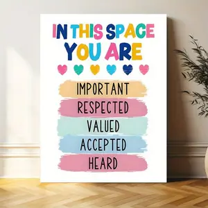 1pc Positive Affirmation Mental Health Wall Art Poster - Large 12"x16" Self-Affirmation Decor with Self-Worth Quotes, Self-Acceptance & Emotional Growth Chart for Therapist Office, School Counseling, Home, Classroom - Wrapped	