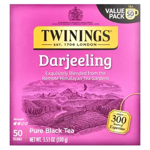 Twinings Pure Black Tea, Darjeeling, 50 Tea Bags, 3.53 oz (100 g)