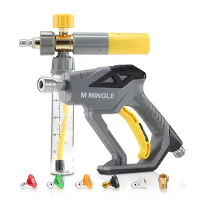 M MINGLE Concentrate Foam Cannon with Pressure Washer Gun, Ready-to-Use Mini Soap Cannon with 5 Nozzle Tips, 1/4" Quick Connect for Thick Sudsy Wash