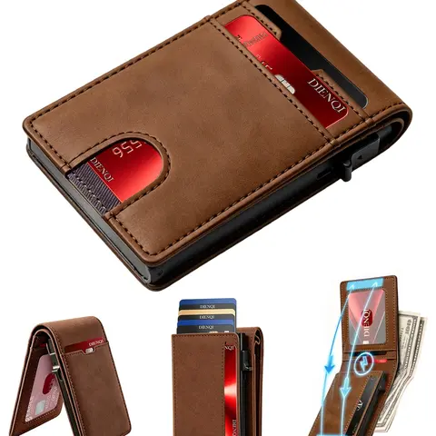 Fall Winter Men Slim Wallet, RFID Credit Card Holder, ID Bank Cardholder, Cash Money Clips,Aluminium Metal Case, Minimalist Bifold Smart Wallet,Coin Purse for All Seasons,Rfid Blocking Wallet Gift for Men,Casual, Portable,Thanksgiving,Christmas