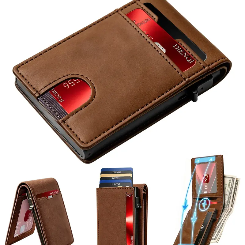 Fall Winter Men Slim Wallet, RFID Credit Card Holder, ID Bank Cardholder, Cash Money Clips,Aluminium Metal Case, Minimalist Bifold Smart Wallet,Coin Purse for All Seasons,Rfid Blocking Wallet Gift for Men,Casual, Portable,Thanksgiving,Christmas
