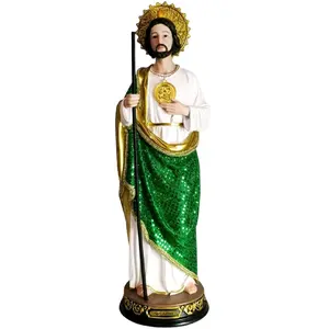 San Judas 24" Inches Tall 25491-24 Vestido with Green Cloth Con Tela Statue -Saint Jude Standing Figure in Box - New and Unopened Religious Decor Standing Tadeo Ornaments Religious art image, home decor, wall decor, church events, gifts