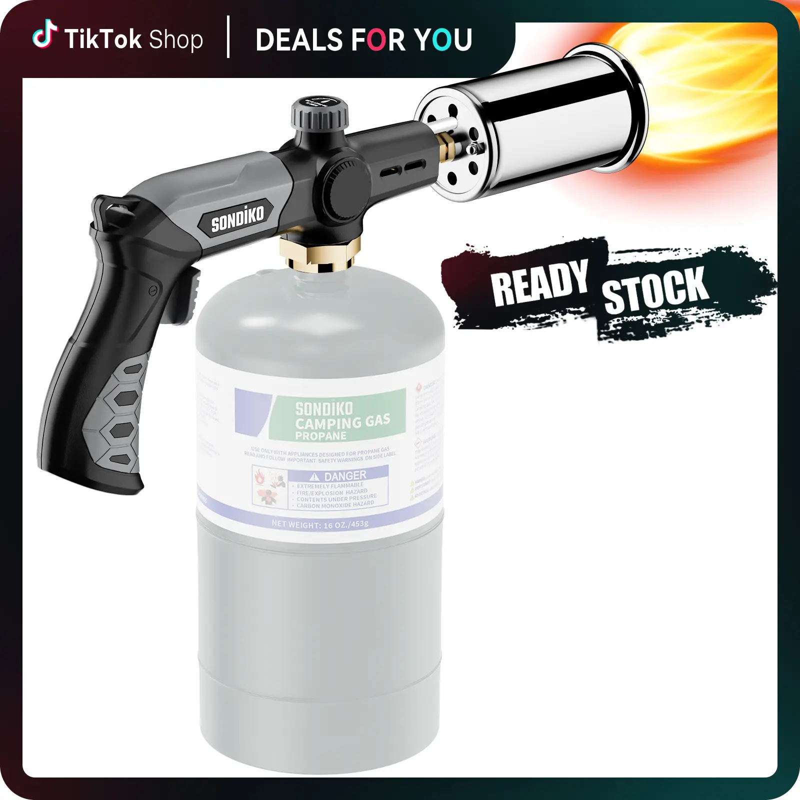 SonDiiKo Powerful Kitchen Torch - Bakeware & Culinary Tool for Searing Meat, Charcoal Lighter, BBQ Starter (Propane Tank Not Included)